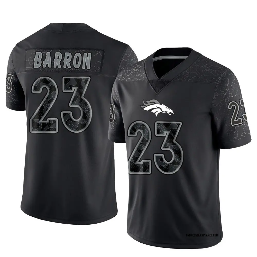 Mens Denver Broncos #23 Jahdae Barron Black Rflctv Limited Jersey