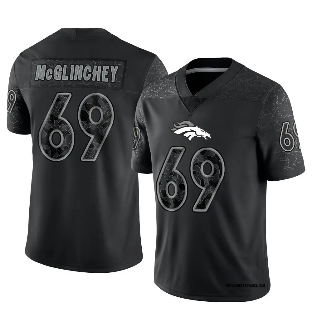 Mens Denver Broncos #69 Mike McGlinchey Black Rflctv Limited Jersey