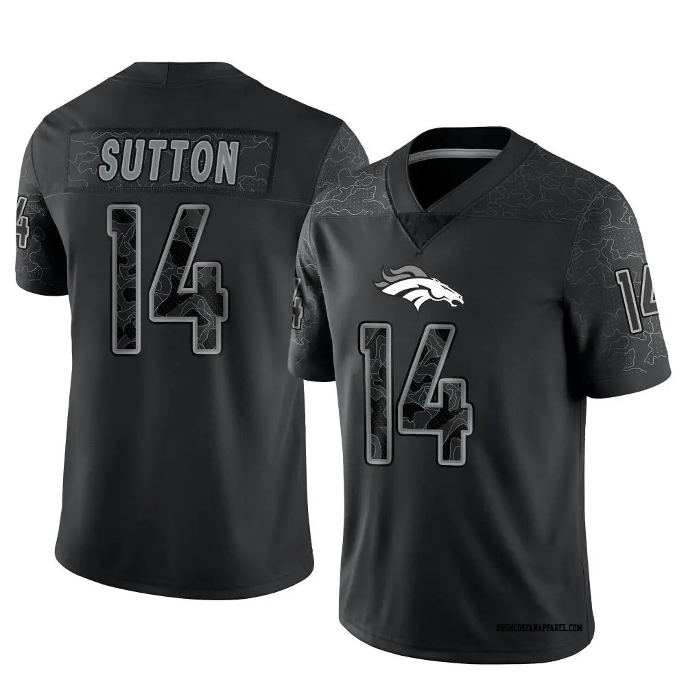 Mens Denver Broncos #14 Courtland Sutton  Black Rflctv Limited Jersey