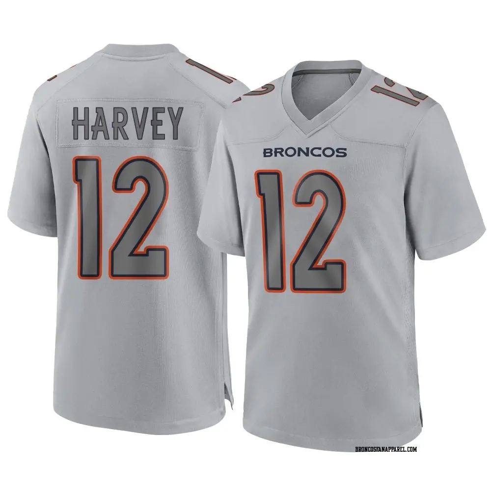 Mens Denver Broncos #12 RJ Harvey Gray Atmosphere Fashion Game Jersey