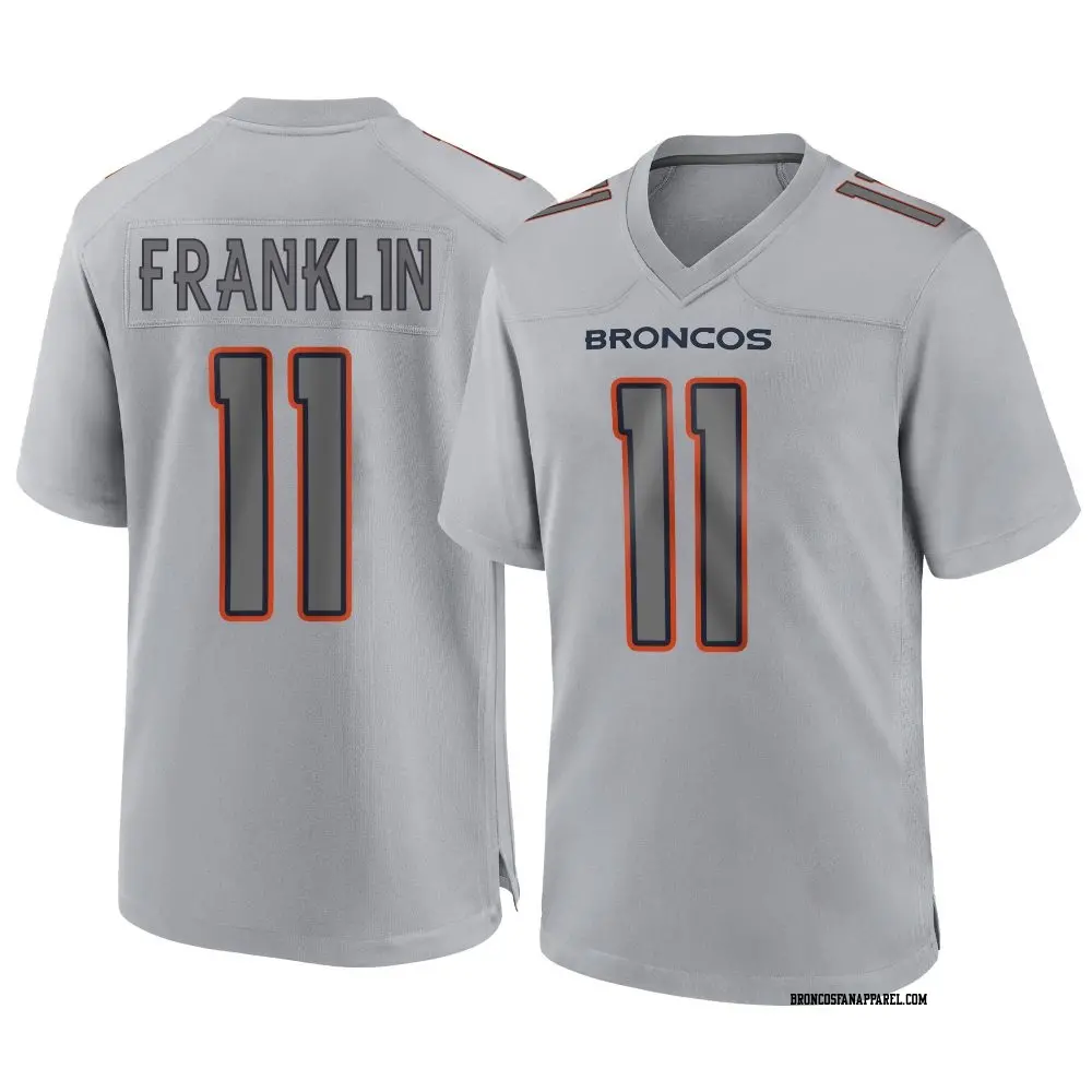 Mens Denver Broncos #11 Troy Franklin Gray Atmosphere Fashion Game Jersey