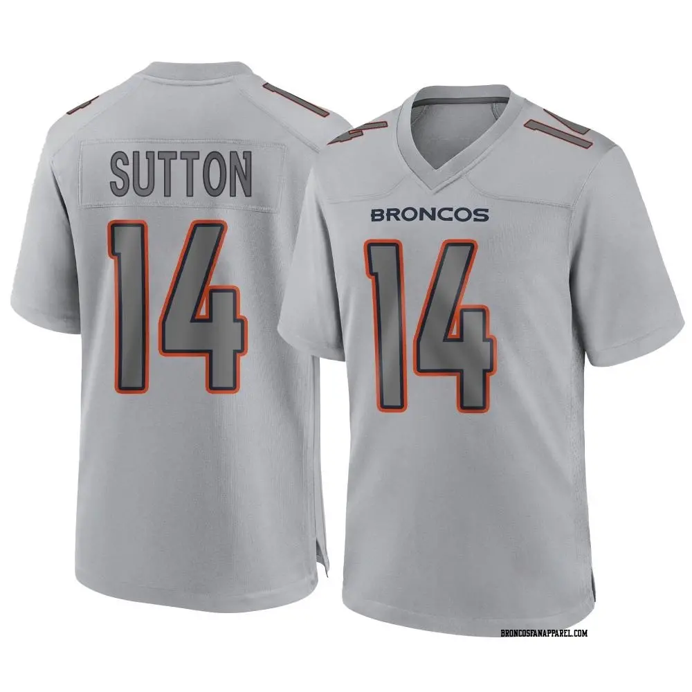 Mens Denver Broncos #14 Courtland Sutton Gray Atmosphere Fashion Game jersey
