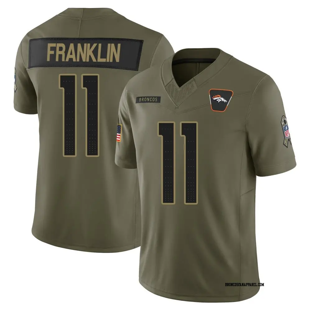 Mens Denver Broncos #11 Troy Franklin 2025 Salute to Service Limited Jersey - Olive