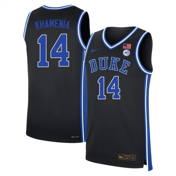 Duke Blue Devils #14 Nikolas Khamenia Black College Basketball Game Jersey