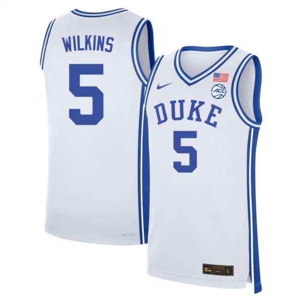 Duke Blue Devils #5 Sebastian Wilkins White College Basketball Game Jersey