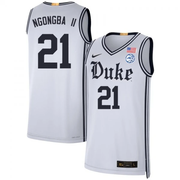 Duke Blue Devils #21 Patrick Ngongba II White Brotherhood uniform Jersey