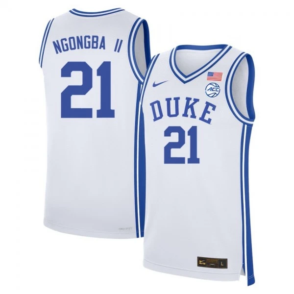 Duke Blue Devils #21 Patrick Ngongba II White College Basketball Game Jersey
