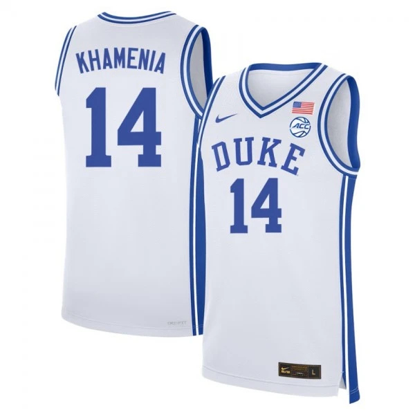 Duke Blue Devils #14 Nikolas Khamenia White College Basketball Game Jersey