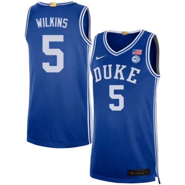 Duke Blue Devils #5 Sebastian Wilkins Royal College Basketball Game Jersey
