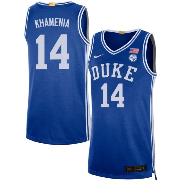 Duke Blue Devils #14 Nikolas Khamenia Royal College Basketball Game Jersey