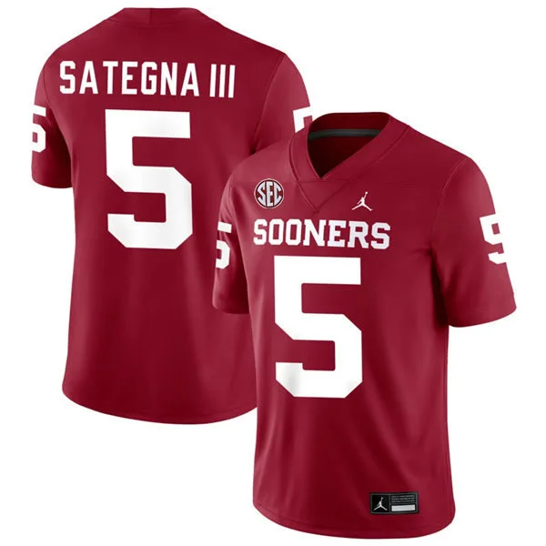 Oklahoma Sooners #5 Isaiah Sategna III 2025 SEC Crimson Football Game Jersey