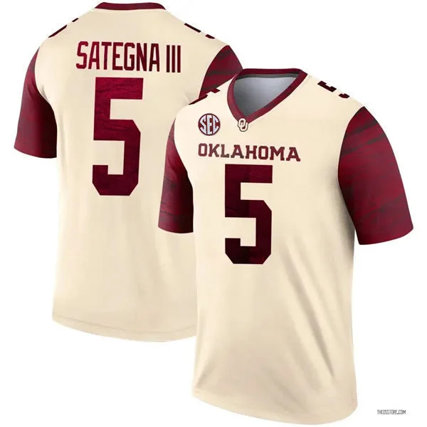 Oklahoma Sooners #5 Isaiah Sategna III 2025 Cream Alternate Football Limited Jersey