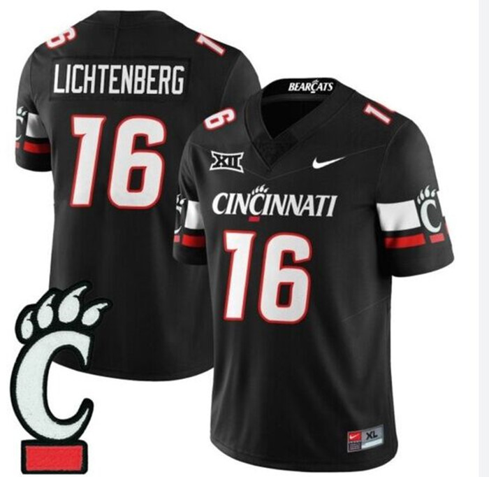 Cincinnati Bearcats #16 Brady Lichtenberg 2025 CINCY Black Vapor F.U.S.E.Limited Football Jersey