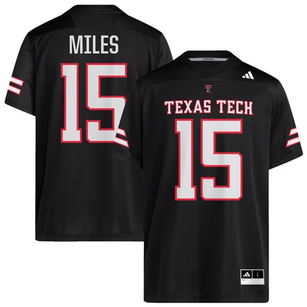 Texas Tech Red Raiders #15 Oliver Miles III 2025 Black Football Game Jersey
