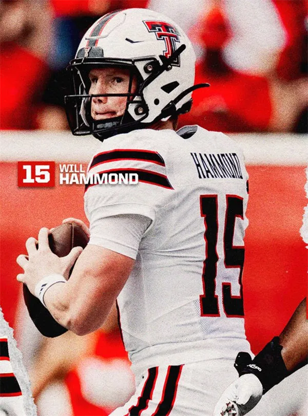 Texas Tech Red Raiders #15 Will Hammond 2025 White Football Game Jersey