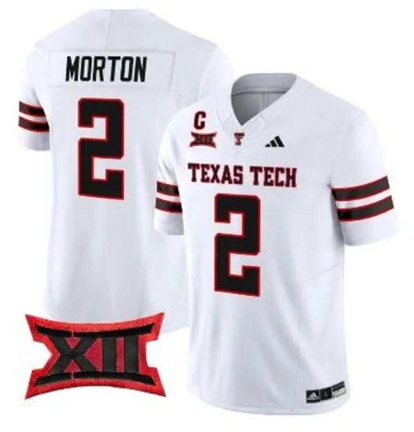 Texas Tech Red Raiders #2 Behren Morton 2025 White Football Game Jersey