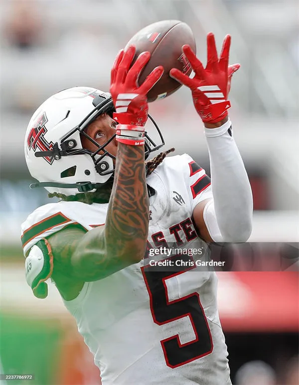 Texas Tech Red Raiders #5 CALEB DOUGLAS 2025 White Football Game Jersey