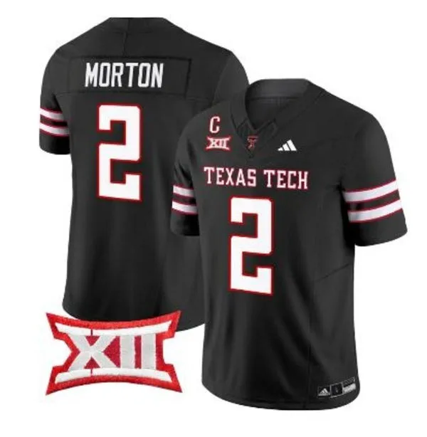 Texas Tech Red Raiders #2 Behren Morton 2025 Black Football Game Jersey