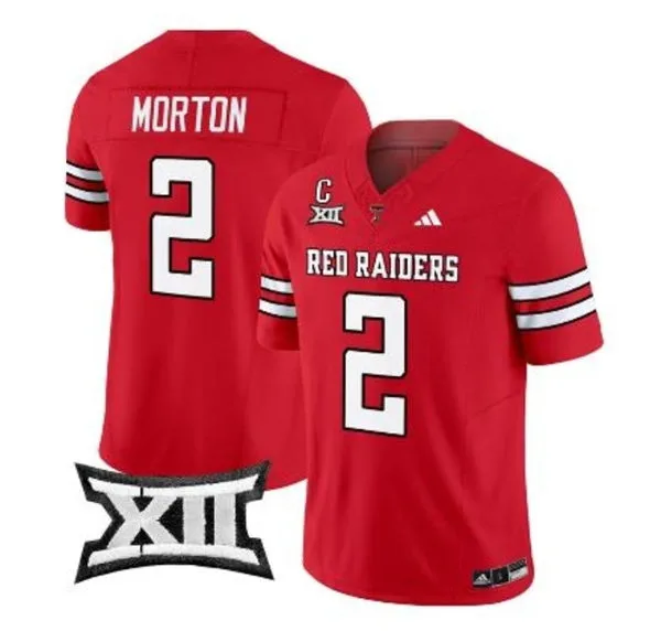 Texas Tech Red Raiders #2 Behren Morton 2025 Red Football Game Jersey