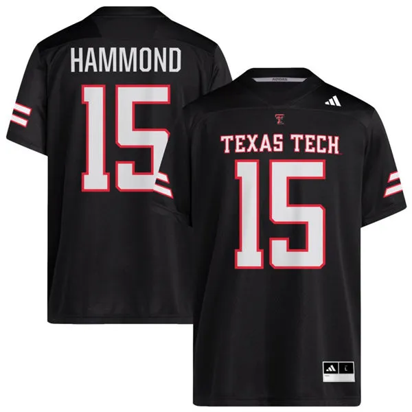 Texas Tech Red Raiders #15 Will Hammond 2025 Black Football Game Jersey