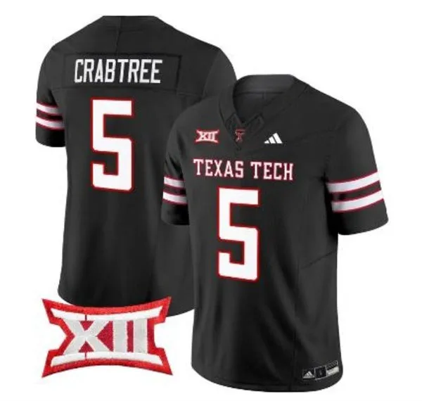 Texas Tech Red Raiders #5 Michael Crabtree 2025 Black Football Game Jersey