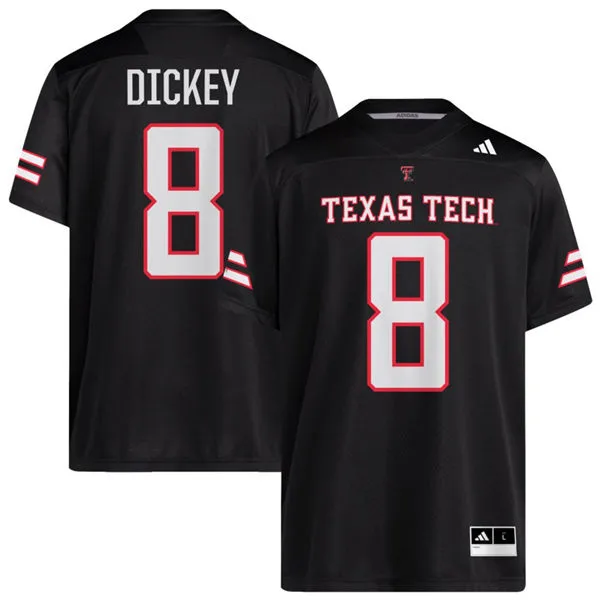 Texas Tech Red Raiders #8 CAMERON DICKEY 2025 Black Football Game Jersey
