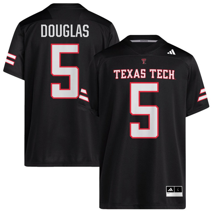 Texas Tech Red Raiders #5 Caleb Douglas 2025 Black Football Game Jersey