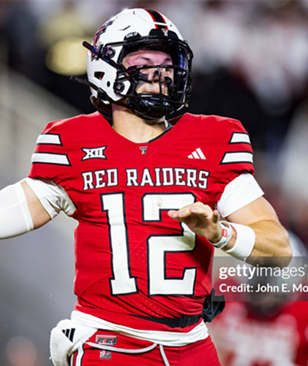 Texas Tech Red Raiders #12 Mitch Griffis 2025 Red Football Game Jersey