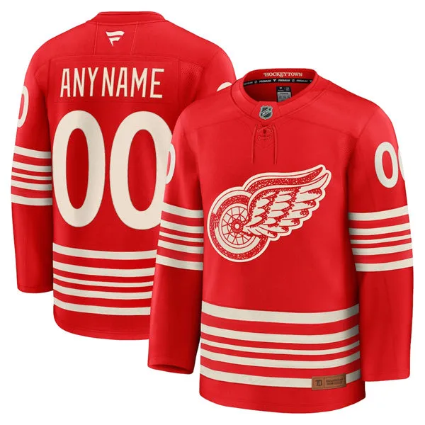 Detroit Red Wings Custom Fanatics Red Heritage-Rich Centennial Premium Jersey