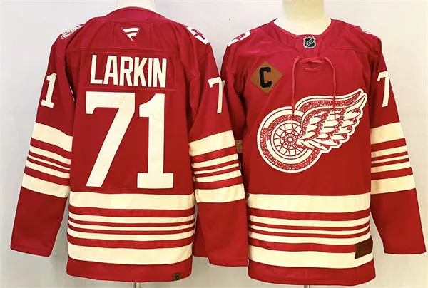 Men's Detroit Red Wings #71 Dylan Larkin Red Heritage-Rich Centennial Premium Jersey