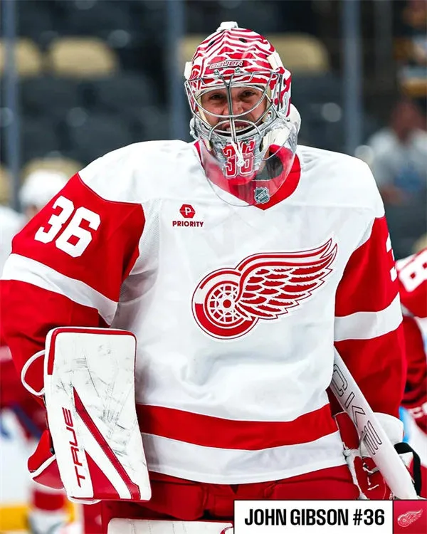 Men's Detroit Red Wings #36 John Gibson Fanatics White Away Jersey