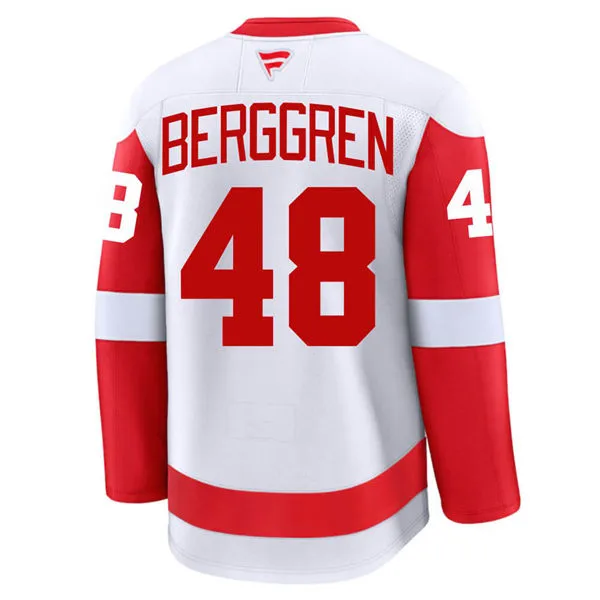 Men's Detroit Red Wings #48 Jonatan Berggren Fanatics White Away Jersey