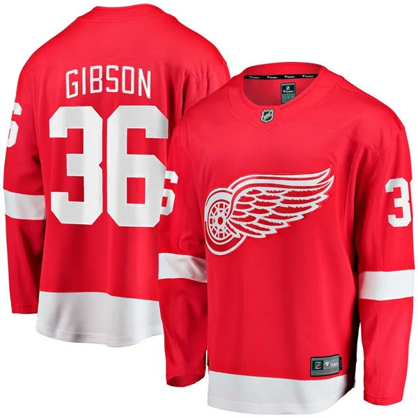 Men's Detroit Red Wings #36 John Gibson Fanatics Home Red Jersey 