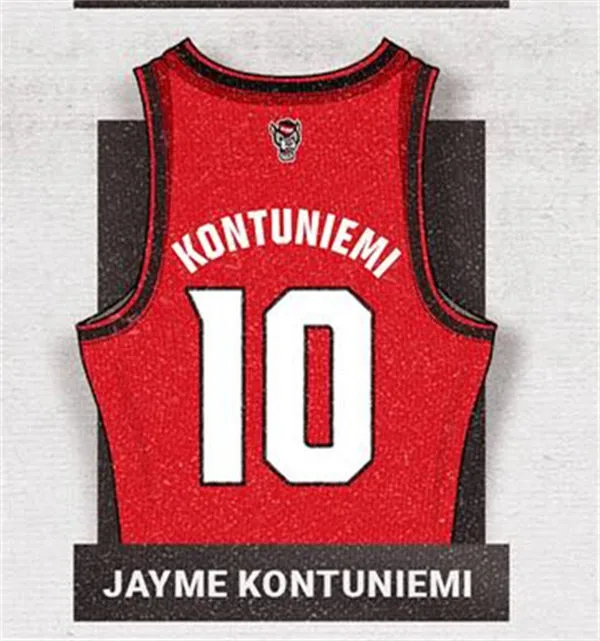 NC State Wolfpack #10 Jayme Kontuniemi 2025 Red College Basketball Game Jersey