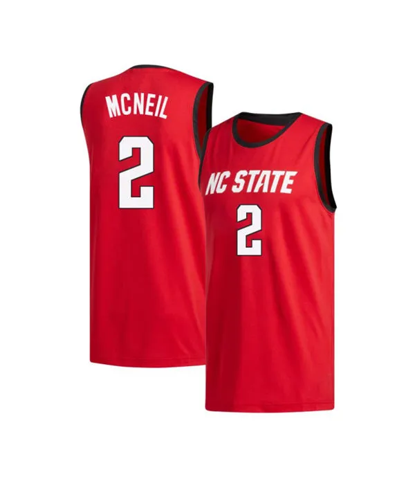 NC State Wolfpack #2 Paul McNeil Jr.  2025 Red College Basketball Game Jersey