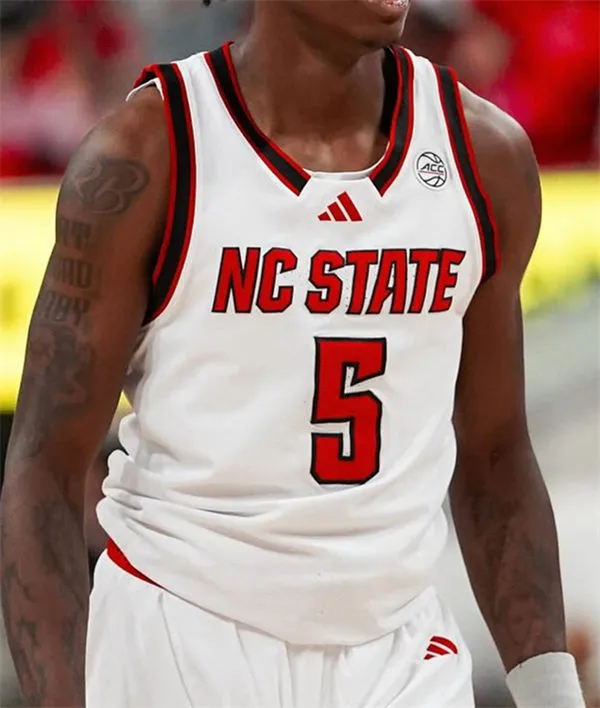 NC State Wolfpack #5 Tre Holloman 2025 White College Basketball Game Jersey