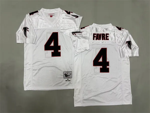 Men's Atlanta Falcons #4 Brett Favre 1991 White Black Throwback Jersey