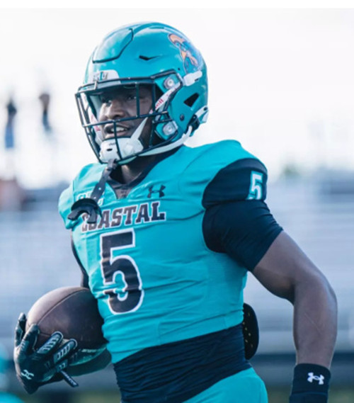 Coastal Carolina Chanticleers #5 Ja'Vin Simpkins 2025 Green Under Armour Football Jersey