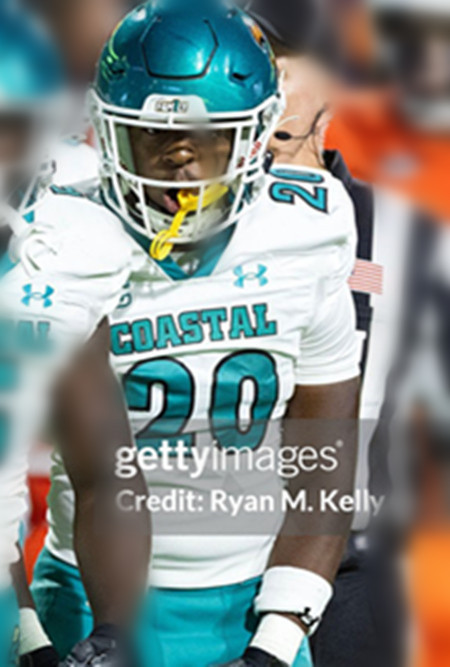 Coastal Carolina Chanticleers #20 Jevon Edwards 2025 White Under Armour Football Jersey