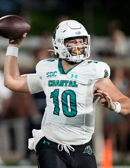 Coastal Carolina Chanticleers #10 Samari Collier 2025 White Under Armour Football Jersey