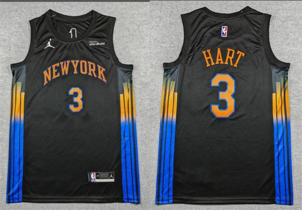 Mens New York Knicks #3 Josh Hart Black 2025-26 Statement Edition Swingman Jersey