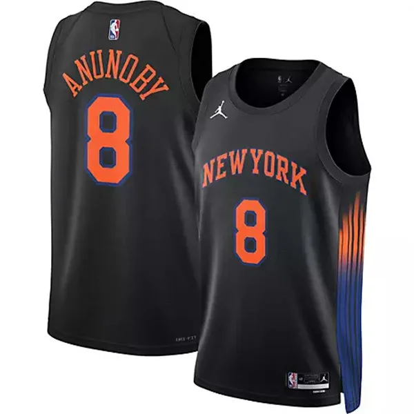 Mens New York Knicks #8 OG Anunoby Black 2025-26 Statement Edition Swingman Jersey