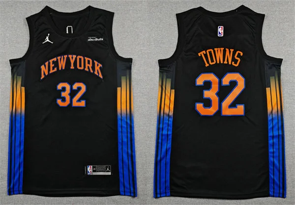 Mens New York Knicks #32 Karl-Anthony Towns Black 2025-26 Statement Edition Swingman Jersey