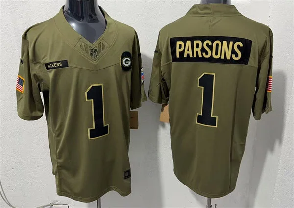 Mens Green Bay Packers #1 Micah Parsons Nike 2025 Salute to Service Limited Jersey - Olive