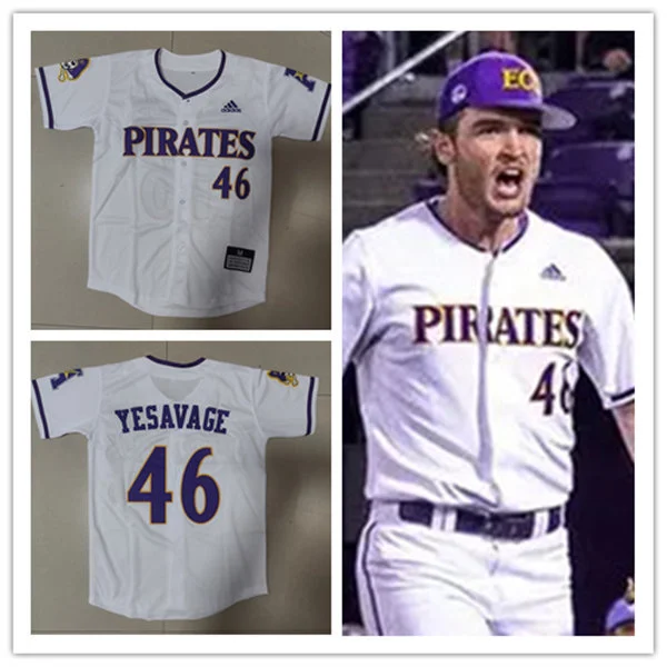 East Carolina Pirates #46 Trey Yesavage 2024 White Baseball Game Jersey