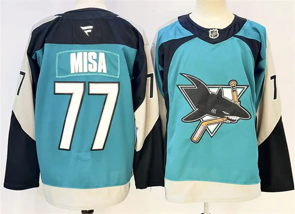 Mens San Jose Sharks #77 Michael Misa Fanatics Teal Alternate Heritage 2.0 Premium Player Jersey