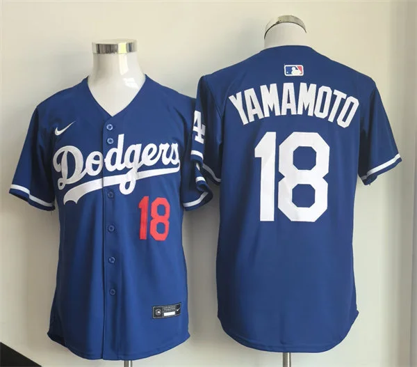 Youth Los Angeles Dodgers #18 Yoshinobu Yamamoto Royal Limited Jersey