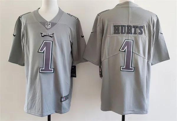 Mens Philadelphia Eagles #1 Jalen Hurts Nike Gray Atmosphere Fashion Game Jersey