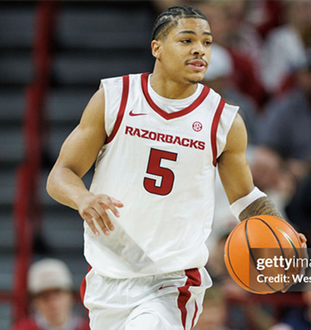 Arkansas Razorbacks #5 Darius Acuff Jr. White Away College Basketball Game Jersey