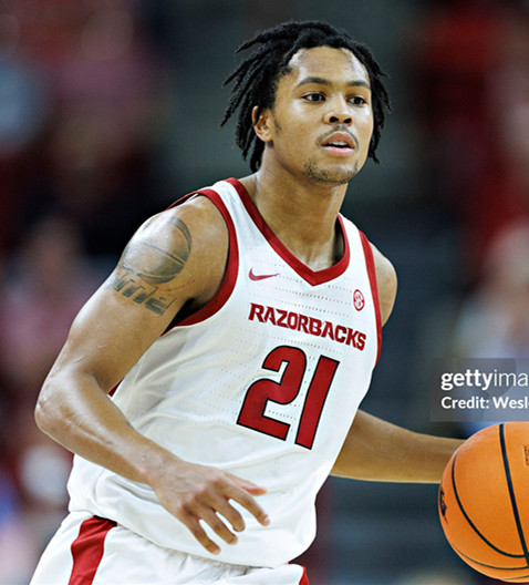 Arkansas Razorbacks #21 D. J. Wagner White Away College Basketball Game Jersey